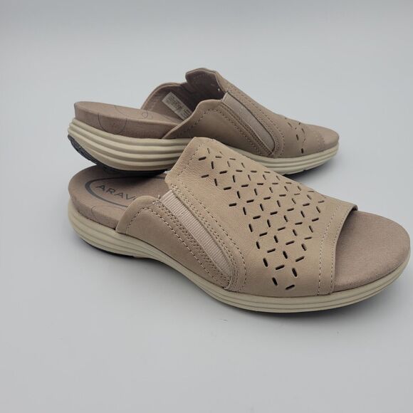 Aravon Beaumont Peep Dove Slides Womens Size 7B Comfort Sandals CH1993 - Picture 3 of 10